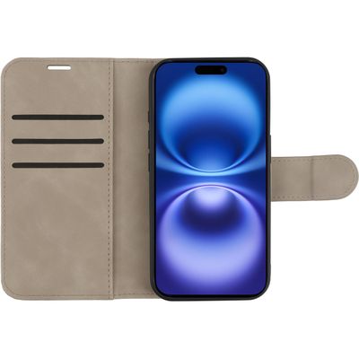 Cazy Uitneembare 2-in-1 Bookcase geschikt voor iPhone 16 - geschikt voor Magsafe - Hoesje met Pasjeshouder - Taupe