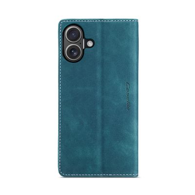 Caseme Hoesje geschikt voor iPhone 16 - Retro Wallet Case - Blauw