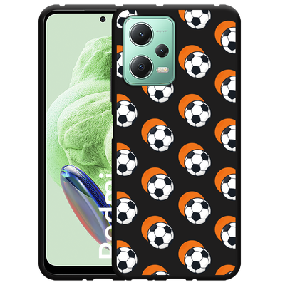 Cazy Hoesje Zwart geschikt voor Xiaomi Redmi Note 12 Soccer Ball Orange