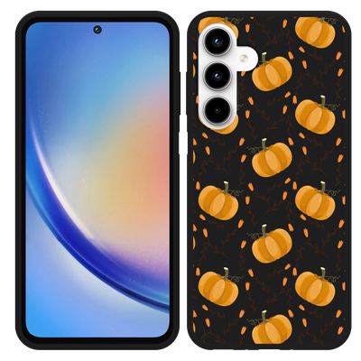 Cazy Hoesje Zwart geschikt voor Samsung Galaxy A35 Pumpkins