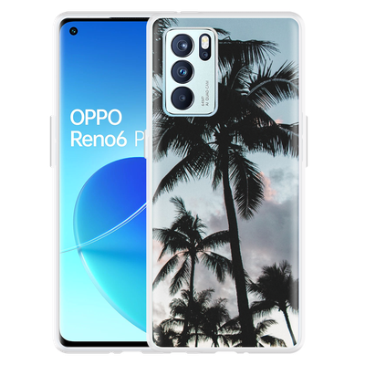 Cazy Hoesje geschikt voor Oppo Reno6 Pro 5G - Palmtrees