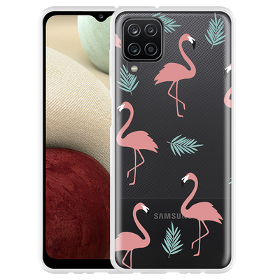 Cazy Hoesje geschikt voor Samsung Galaxy A12 - Flamingo Pattern
