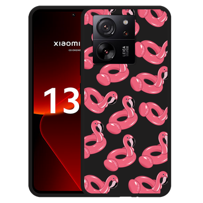 Cazy Hoesje Zwart geschikt voor Xiaomi 13T/13T Pro Inflatable Flamingos