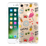 Hoesje geschikt voor iPhone 7 - Summer Flamingo