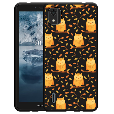 Cazy Hoesje Zwart geschikt voor Nokia C2 2nd Edition - Cute Owls