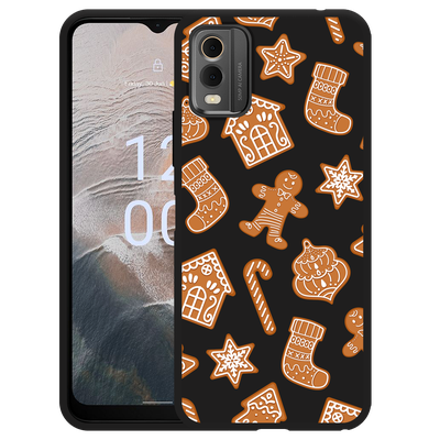 Cazy Hoesje Zwart geschikt voor Nokia C32 Christmas Cookies