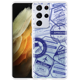Hoesje geschikt voor Samsung Galaxy S21 Ultra - Paspoort Stempels