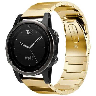 Cazy Bandje geschikt voor Garmin Fenix 5S - Luxe Metalen Horlogebandje - Goud