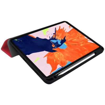 Cazy Hoes geschikt voor iPad Pro 12.9 2020 (4th Gen) - TriFold Tablet Smart Cover met Penhouder - Rood