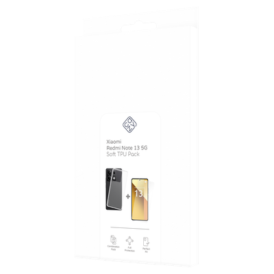 Cazy Soft TPU Hoesje + Tempered Glas Screenprotector geschikt voor Xiaomi Redmi Note 13 5G - Transparant