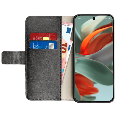 Cazy Hoesje geschikt voor Google Pixel 9 / 9 Pro - Bookcase Classic met Pasjeshouder - Zwart