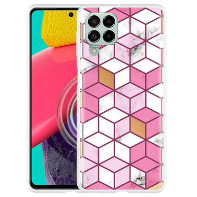 Cazy Hoesje geschikt voor Samsung Galaxy M53 - Pink White Marble