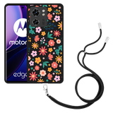 Hoesje met koord Zwart geschikt voor Motorola Edge 40 Always have flowers