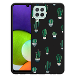 Cazy Hoesje Zwart geschikt voor Samsung Galaxy A22 4G - Green Cactus