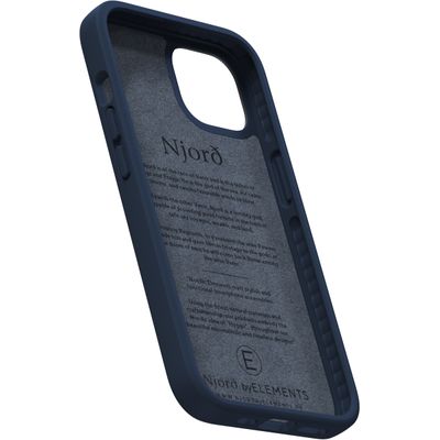Njord Collections Zalm Leder Hoesje geschikt voor iPhone 13 + AirPods Pro Hoesje - Blauw