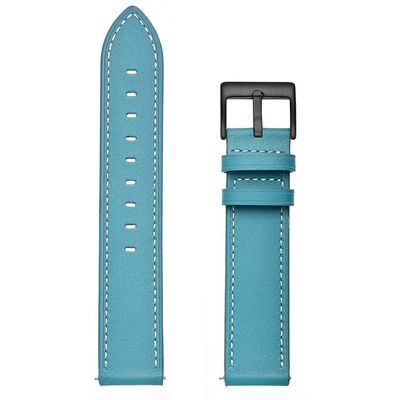 Cazy Bandje geschikt voor Samsung Galaxy Watch 6 / 5 / 4 - Lederen Watchband - Blauw