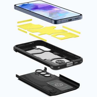Hoesje geschikt voor Samsung Galaxy A55 - Spigen Tough Armor Case - Zwart