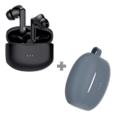 Draadloze Bluetooth Oordopjes - Oortjes Draadloos - met Noise Cancelling (Zwart) + Siliconen Hoesje (Blauw)