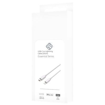 Cazy USB-C naar Lightning Kabel - MFI gecertificeerd - Korte USB-C naar Lightning Kabel - 20cm - Wit