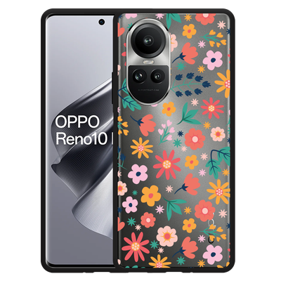 Cazy Hoesje Zwart geschikt voor Oppo Reno10 Pro 5G Always have flowers