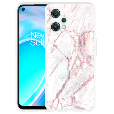 Cazy Hoesje geschikt voor OnePlus Nord CE 2 Lite - White Pink Marble