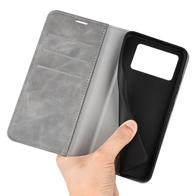 Cazy Wallet Magnetic Hoesje geschikt voor Poco X4 Pro - Grijs