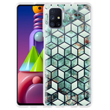Hoesje geschikt voor Samsung Galaxy M51 - Groen Hexagon Marmer