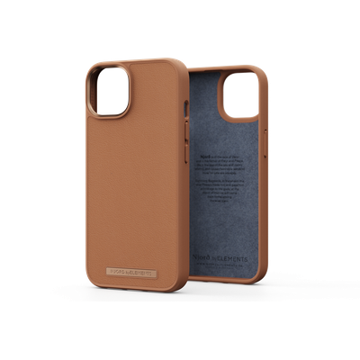 Njord Collections Lederen Hoesje geschikt voor iPhone 14 Plus - Genuine Leather - 2M Valbescherming - Cognac