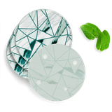 4 Luxe Glazen Onderzetters - Design Polygon Marmer Groen - Rond