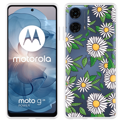 Cazy Hoesje geschikt voor Motorola Moto G04/G04s/G24/G24 Power Madeliefjes