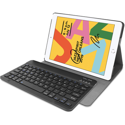 Cazy Hoes met Toetsenbord QWERTY - geschikt voor iPad 2021 (9th Gen)/2020 (8th Gen)/iPad 2019 (7th Gen) - Zwart
