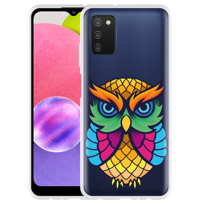 Cazy Hoesje geschikt voor Samsung Galaxy A03s - Colorful Owl Artwork