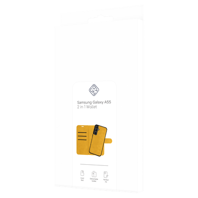Cazy Uitneembare 2-in-1 Bookcase geschikt voor Samsung Galaxy A55 - Magnetische Backcover - Hoesje met Pasjeshouder - Geel