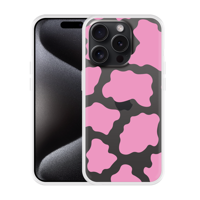 Cazy Hoesje geschikt voor iPhone 15 Pro Max Roze Koeienvlekken