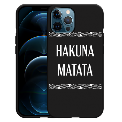 Cazy Hoesje Zwart geschikt voor iPhone 12 Pro Max - Hakuna Matata white