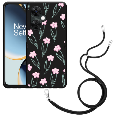 Cazy Hoesje met koord geschikt voor OnePlus Nord CE 3 Lite 5G Roze Bloemetjes