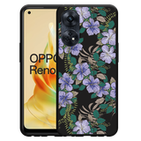 Hoesje Zwart geschikt voor Oppo Reno8 4G T Purple Flowers