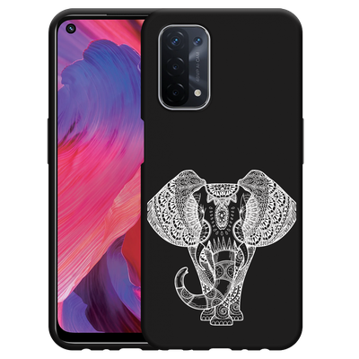 Cazy Hoesje Zwart geschikt voor Oppo A74 5G - Mandala Elephant