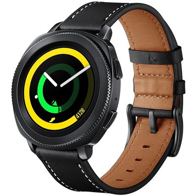 Cazy Bandje geschikt voor Samsung Galaxy Watch 6 / 5 / 4 - Lederen Watchband - Zwart