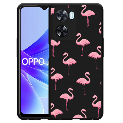 Cazy Hoesje Zwart geschikt voor Oppo A57s - Flamingo