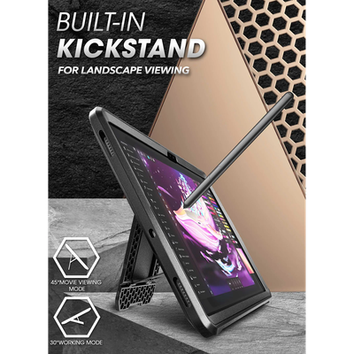 Supcase Unicorn Beetle Pro Hoes geschikt voor Samsung Galaxy Tab S9+ - Met ingebouwde screenprotector - Zwart