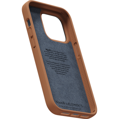 Njord Collections Lederen Hoesje geschikt voor iPhone 14 Pro Max - Genuine Leather - 2M Valbescherming - Cognac