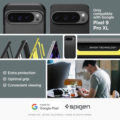 Spigen Hoesje geschikt voor Google Pixel 9 Pro XL - Tough Armor - Zwart