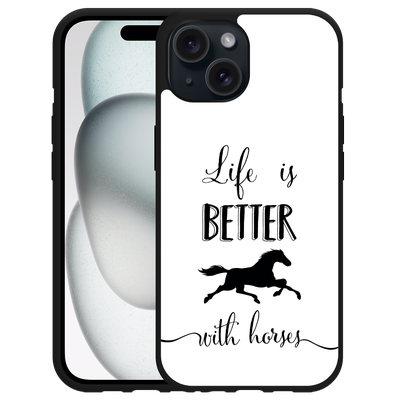 Cazy Hardcase Hoesje geschikt voor iPhone15 Life is Better with Horses