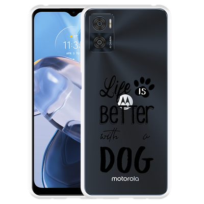 Cazy Hoesje geschikt voor Motorola Moto E22/E22i - Life Is Better With a Dog Zwart