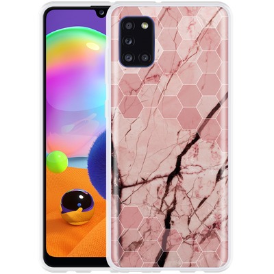 Cazy Hoesje geschikt voor Samsung Galaxy A31 - Pink Marble