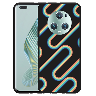 Cazy Hoesje Zwart geschikt voor Honor Magic5 Pro Retro Regenboog II