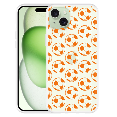 Cazy Hoesje geschikt voor iPhone 15 Plus Orange Soccer Balls