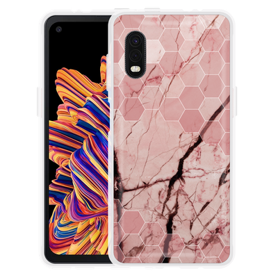 Cazy Hoesje geschikt voor Samsung Galaxy Xcover Pro - Pink Marble