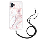 Hoesje met Koord geschikt voor Nothing Phone (1) - White Pink Marble